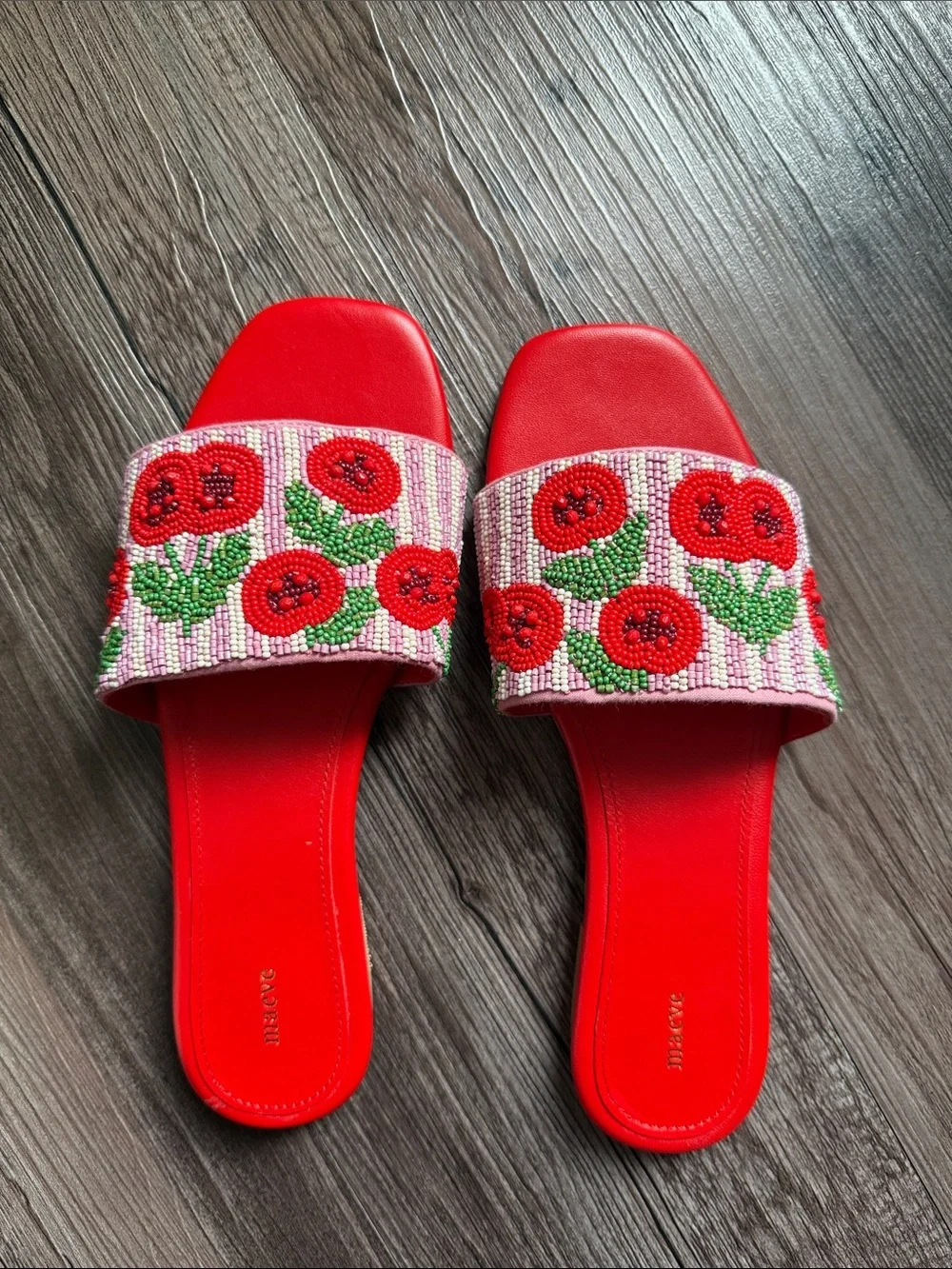 NWT The Fiona Beaded Slide Sandals by Maeve